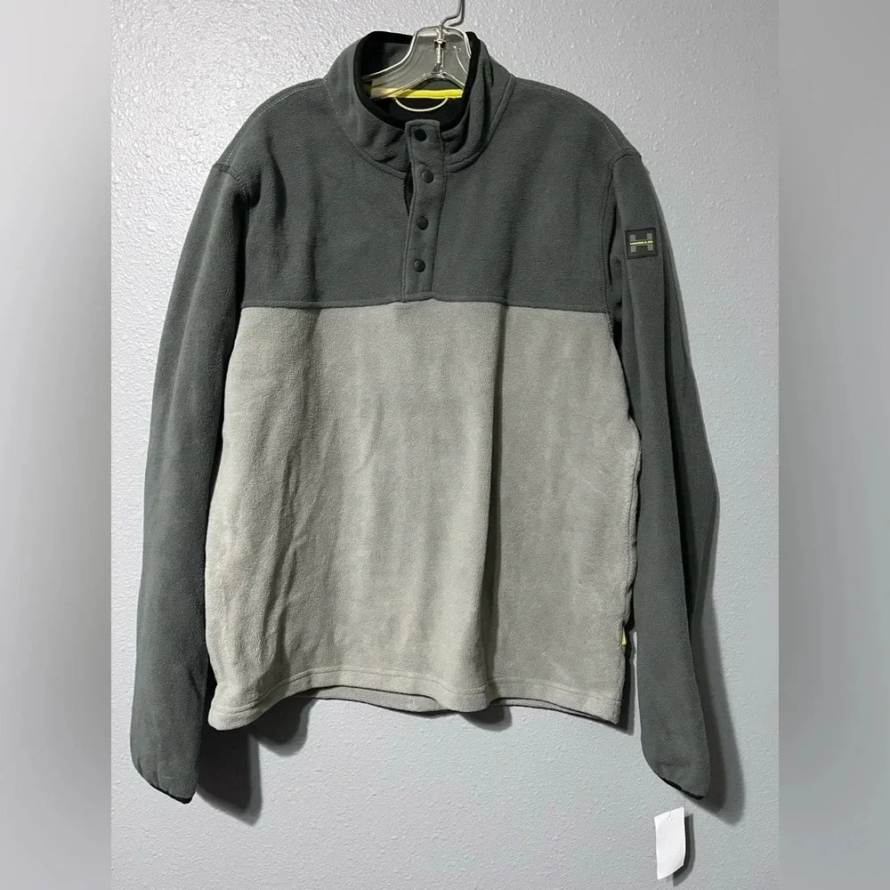 Hawke & Co. Performance Sportswear Fleece Jacket 3-Snap Gray Long Sleeve NWT